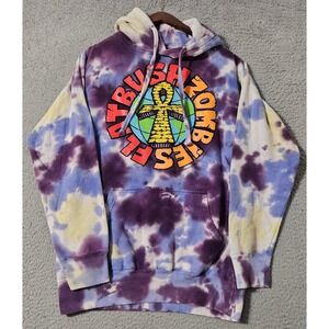 Flatbush Zombies Hoodie Mens Size Small Tie Dye Sweatshirt Pullover Purple White